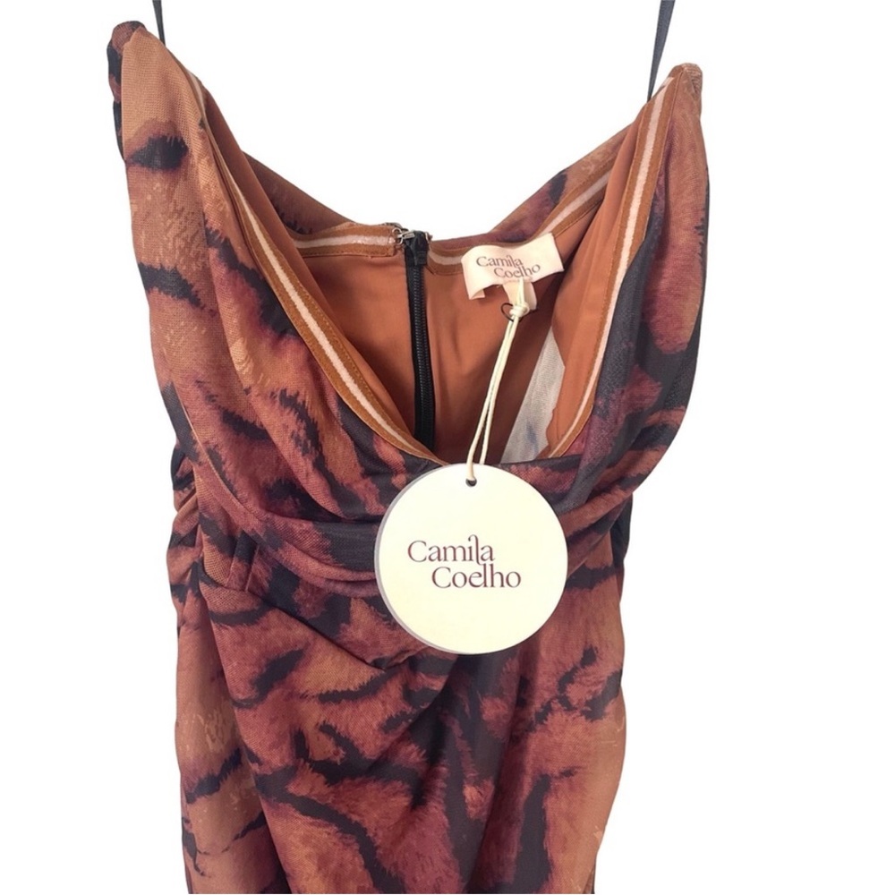 Camila Coelho Brown Tiger-Print Strapless Maxi Dress - Picture 3 of 5